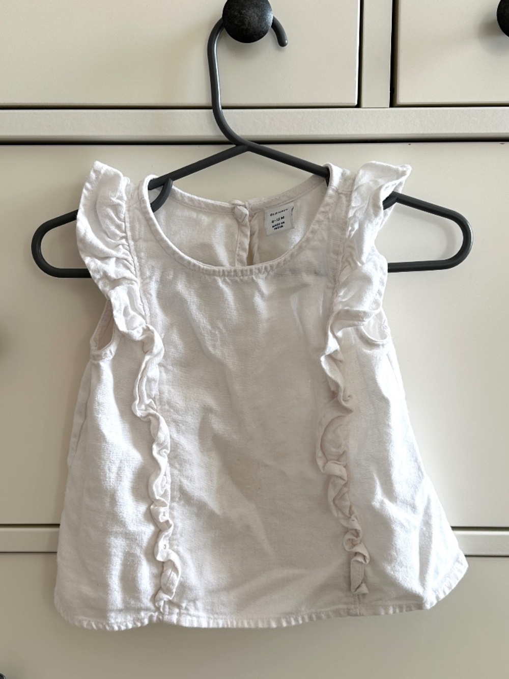 Baby Girl Flutter Sleeve Top White Linen Boho